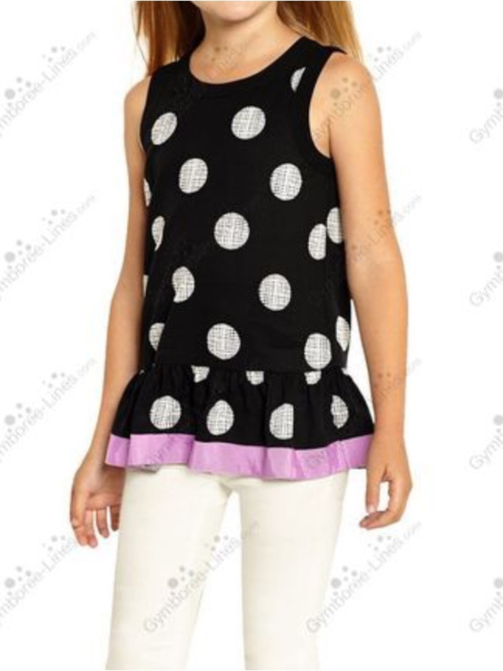 Gymboree Black and White Polka Dot Dress with Purple Trim